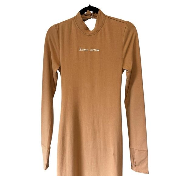 Revolve Shane Justin Nude Brown Tan Backless Cutout Maxi Bodycon Dress - Picture 4 of 11